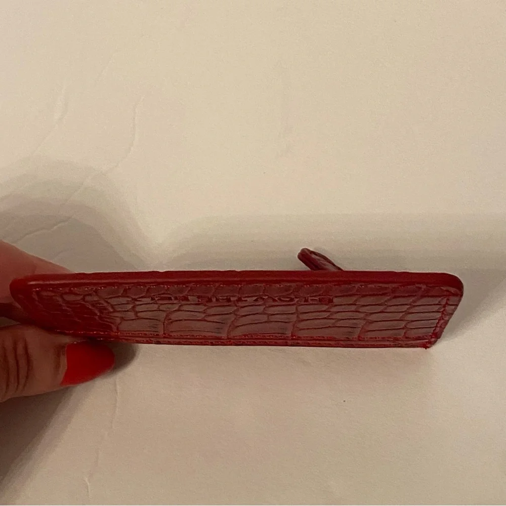 B-LOW THE BELT BRAND RED LEATHER CROCO LOOK CARD HOLDER ACCESSORY WALLET USA